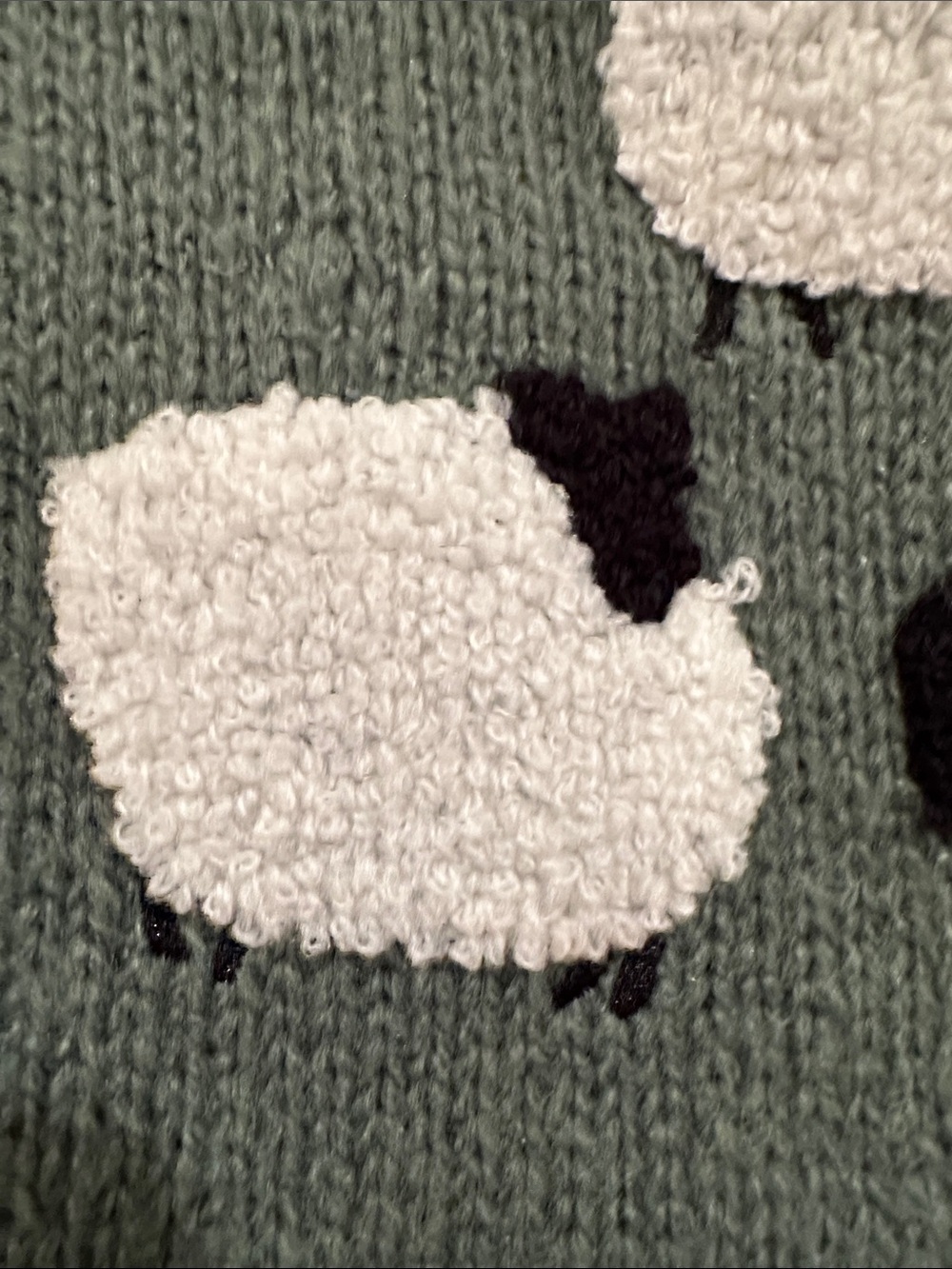 Green Crewneck Sweater with Sheep Motif - Picture 3 of 5